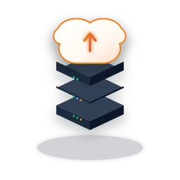 3D cloud server infrastructure connected by fiber network routes
