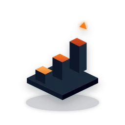 3D upward trending analytics bar chart with soaring growth arrow