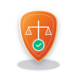 3D legal compliance and security shield with emerald verified seal